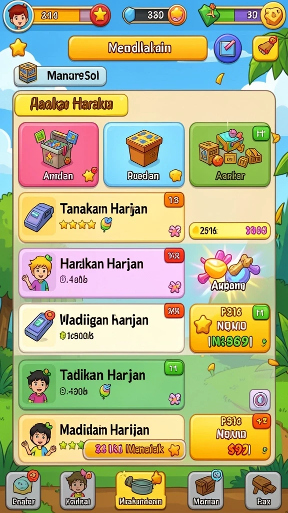 Tampilan awal permainan yang menarik dan penuh warna.