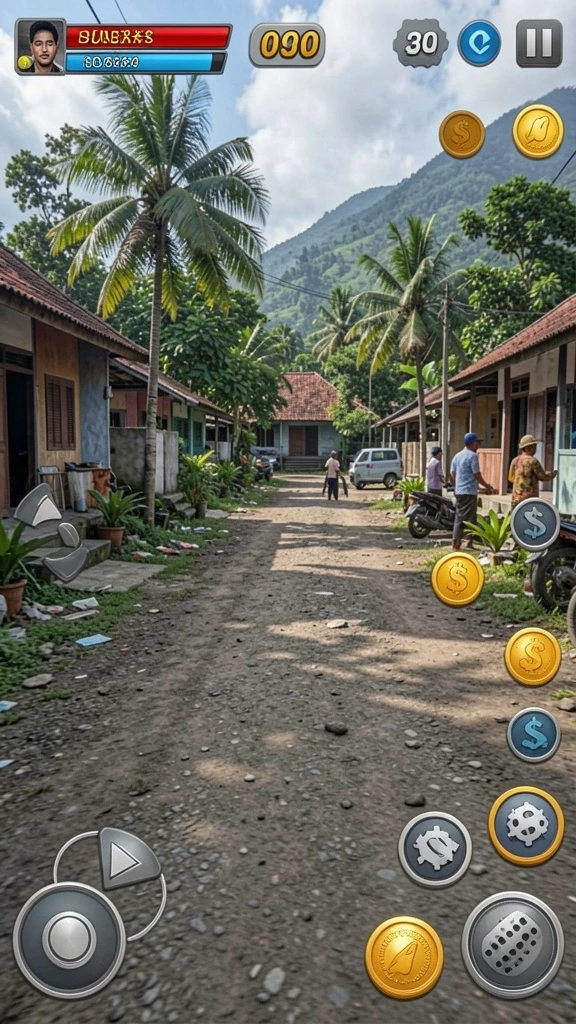 Pemandangan alam yang indah dalam game petualangan.
