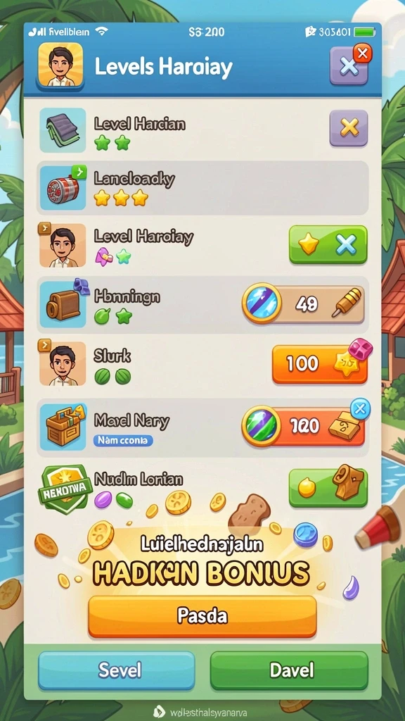 Terdapat berbagai level dengan tantangan yang berbeda.