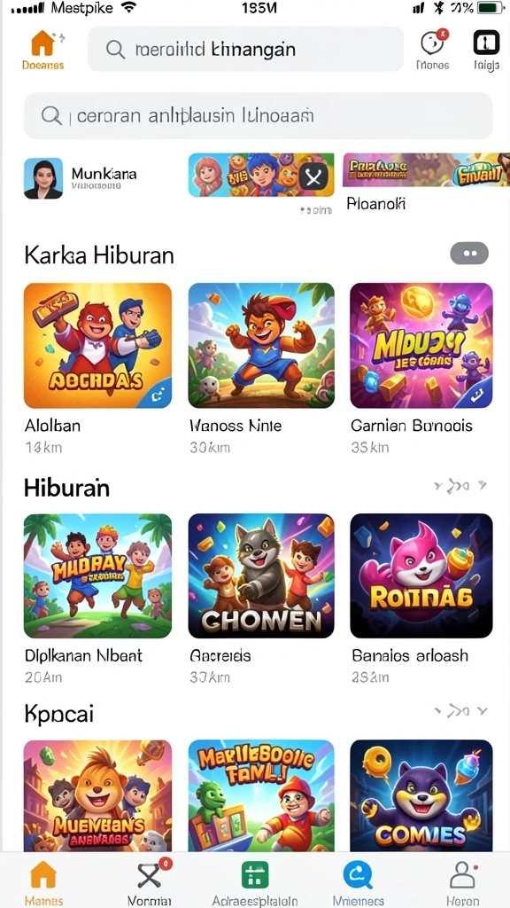 Tampilan awal yang menarik dengan tema slot yang beragam.